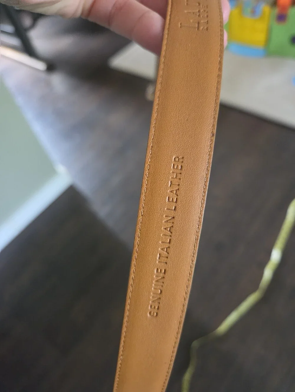 Vintage Lauren Ralph Lauren Tan Croc Embossed Leather Belt, Size XL